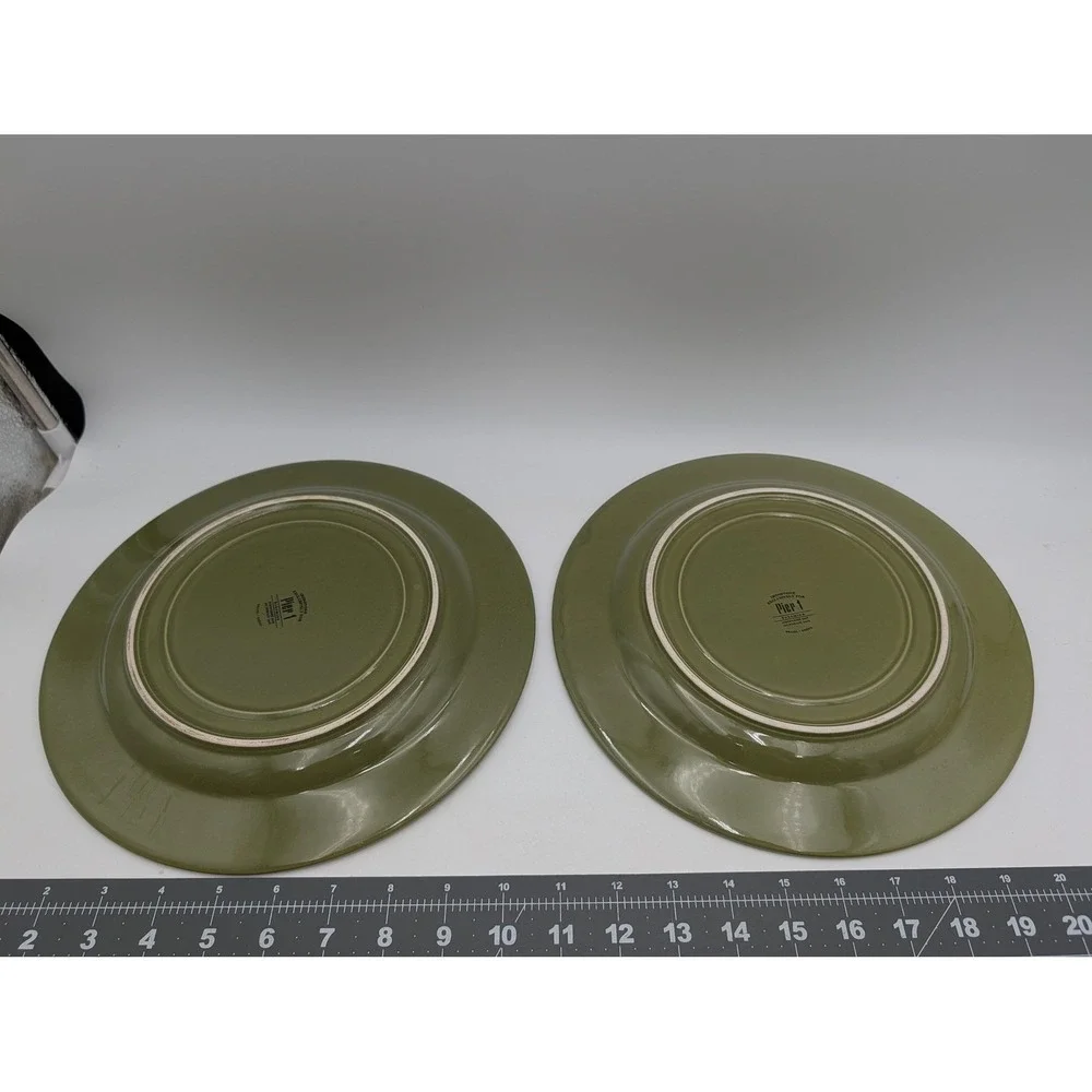 Pier 1‎ Ironstone Bohemian Green Dinner Plate 10.25 Inch Lot of 2